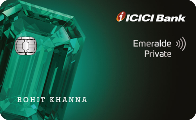 ICICI Emeralde Private Metal credit card image showing card design and features