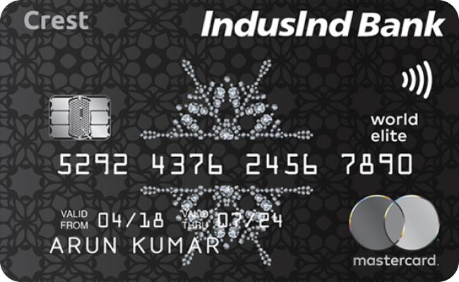 IndusInd Bank Crest Credit Card credit card image showing card design and features