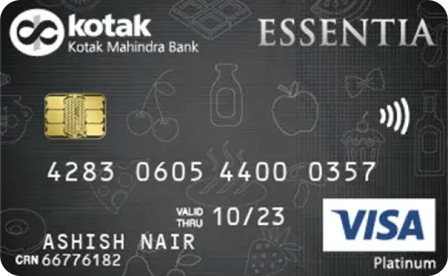 Kotak Essentia Platinum credit card image showing card design and features
