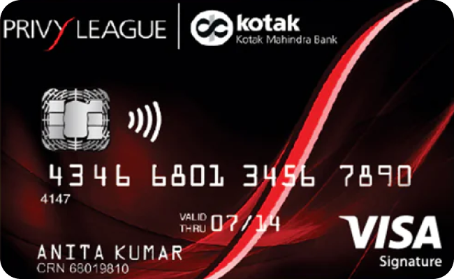 Kotak Privy League Signature credit card image showing card design and features