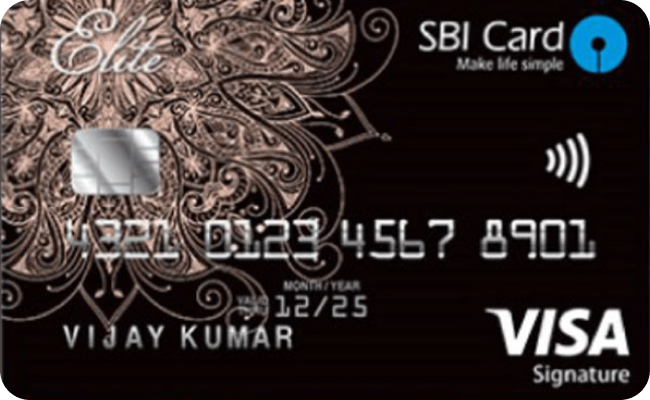 SBI Card ELITE credit card image showing card design and features