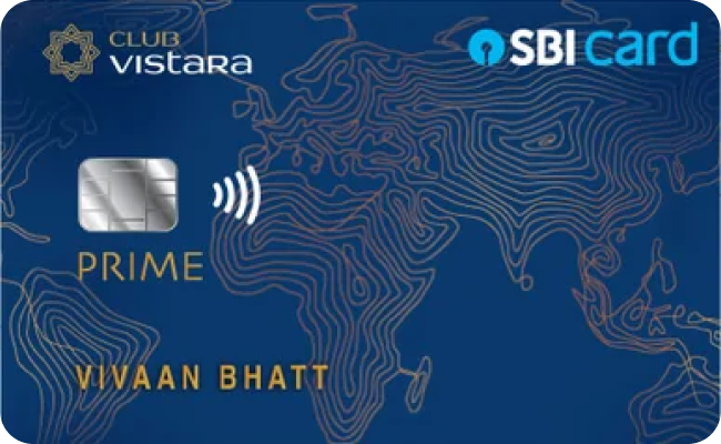 SBI Club Vistara Prime Credit Card credit card image showing card design and features