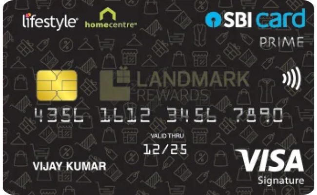 SBI Lifestyle Home Centre PRIME credit card image showing card design and features