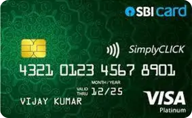 SBI SimplyCLICK Credit Card credit card image showing card design and features